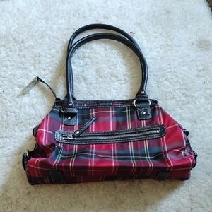Chaps Red and Black Plaid Shoulder Bag
